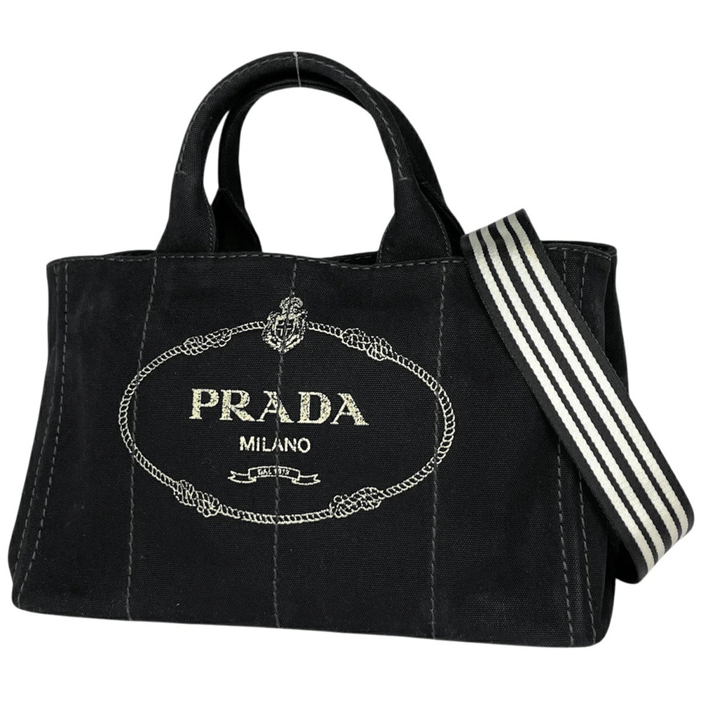 Prada Canapa Tote Bag Canvas Nero Black
